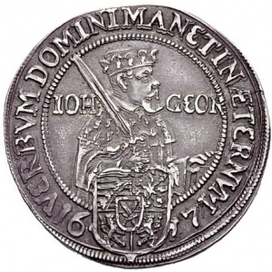 Аверс монеты Курфюршество Саксония, ¼ талера, 1617, 100 лет реформации, надпись: "VERBUM DOMINI..."