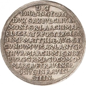 Реверс монеты Курфюршество Саксония, ¼ талера, 1619, Дом священника Иоганна Георга I