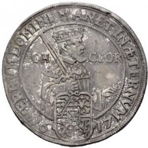Аверс монеты Курфюршество Саксония, ½ талера, 1617, 100-летие Реформации, надпись: "VERBUM DOMINI...", 18,5г.