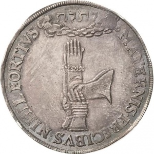Реверс монеты Курфюршество Саксония, ½ талера, 1617, 100 лет реформации, надпись: "VT SALOMON..."