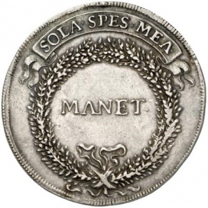 Аверс монеты Курфюршество Саксония, ⅔ талера, 1687, Смерть Магдалины Сибиллы, матери Иоганна Георга III