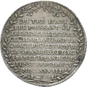 Реверс монеты Курфюршество Саксония, 1 талер, 1671-1678, Избрание в Орден Подвязки