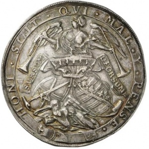 Аверс монеты Курфюршество Саксония, 1 талер, 1680, Смерть Иоганна Георга II