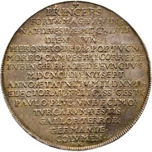 Реверс монеты Курфюршество Саксония, 1 талер, 1691, Смерть Иоганна Георга III /бюст на аверсе/