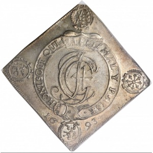 Аверс монеты Курфюршество Саксония, 1 талер, 1693, Избрание в Орден Подвязки
