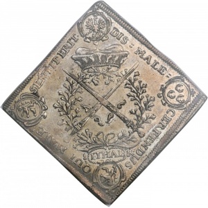 Реверс монеты Курфюршество Саксония, 1 талер, 1693, Избрание в Орден Подвязки