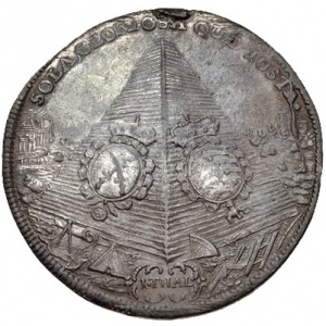 Аверс монеты Курфюршество Саксония, 1 талер, 1694, Смерть Иоганна Георга IV /пирамида на аверсе/