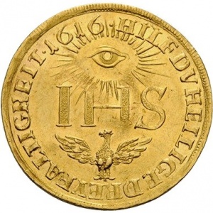 Реверс монеты Курфюршество Саксония, 1 дукат, 1616, Дукат Софи
