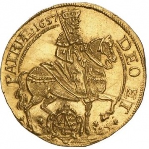 Аверс монеты Курфюршество Саксония, 1 дукат, 1657, Викарство Иоанна Георга II