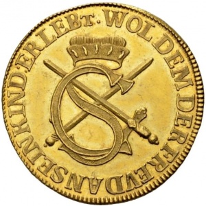 Аверс монеты Курфюршество Саксония, 2 дуката, 1616, Дукат Софи