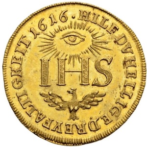 Реверс монеты Курфюршество Саксония, 2 дуката, 1616, Дукат Софи