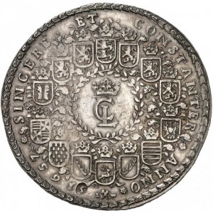 Аверс монеты Брауншвейг-Люнебург-Целле, 5 талеров, 1657, Лошадь смотрит вверх