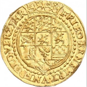 Реверс монеты Брауншвейг-Люнебург-Целле, 1 дукат, 1638-1641, Стоящая фигура выступает за внутренний круг
