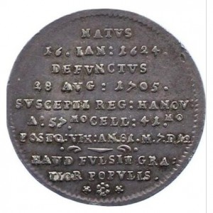 Реверс монеты Брауншвейг-Люнебург-Целле, ¼ талера, 1705, Смерть Георга Вильгельм