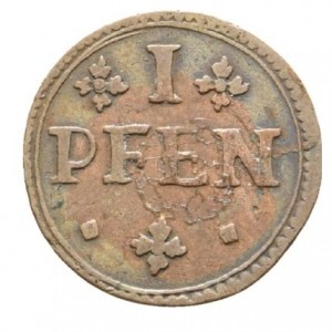 Реверс монеты Брауншвейг-Люнебург-Целле, 1 пфенниг, 1687-1689