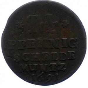 Реверс монеты Брауншвейг-Люнебург-Целле, 1½ пфеннига, 1691-1699