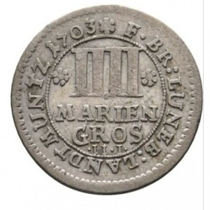 Реверс монеты Брауншвейг-Люнебург-Целле, 4 мариенгроша, 1703-1704
