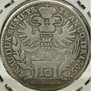 Реверс монеты Княжество Трансильвания, 10 крейцеров, 1765-1766