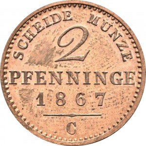 Реверс монеты Пруссия, 2 пфеннига, 1861-1873