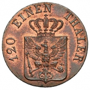 Аверс монеты Пруссия, 3 пфеннига, 1821-1840