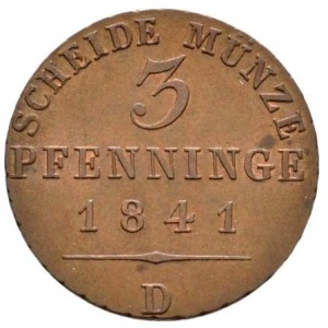 Реверс монеты Пруссия, 3 пфеннига, 1841-1842