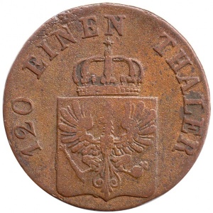 Аверс монеты Пруссия, 3 пфеннига, 1843-1845