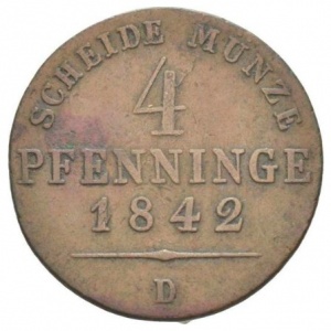 Реверс монеты Пруссия, 4 пфеннига, 1841-1842