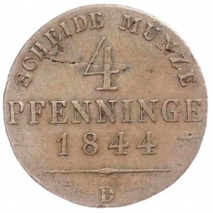Реверс монеты Пруссия, 4 пфеннига, 1843-1845