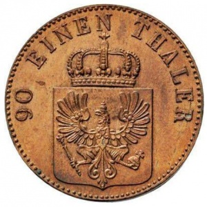 Аверс монеты Пруссия, 4 пфеннига, 1846-1856