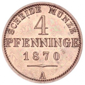 Реверс монеты Пруссия, 4 пфеннига, 1861-1871