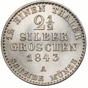 Реверс монеты Пруссия, 2½ серебряных гроша, 1842-1852