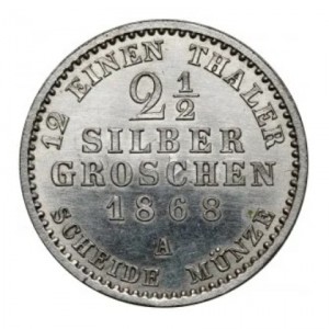 Реверс монеты Пруссия, 2½ серебряных гроша, 1861-1873