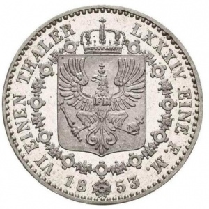 Реверс монеты Пруссия, ⅙ талера, 1853-1856