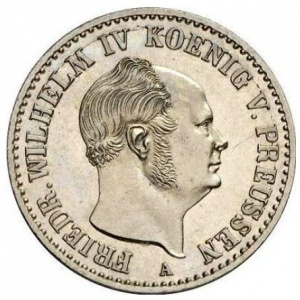 Аверс монеты Пруссия, ⅙ талера, 1858-1860