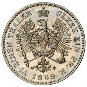Реверс монеты Пруссия, ⅙ талера, 1858-1860
