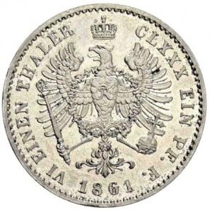 Реверс монеты Пруссия, ⅙ талера, 1861-1864