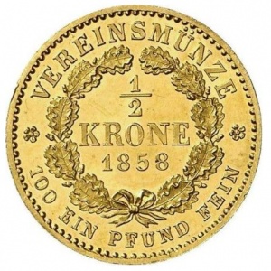 Реверс монеты Пруссия, ½ кроны, 1858