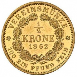 Реверс монеты Пруссия, ½ кроны, 1862-1869