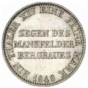 Реверс монеты Пруссия, 1 талер, 1847-1852, Надпись на реверсе