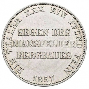 Реверс монеты Пруссия, 1 талер, 1857-1860, Надпись на реверсе