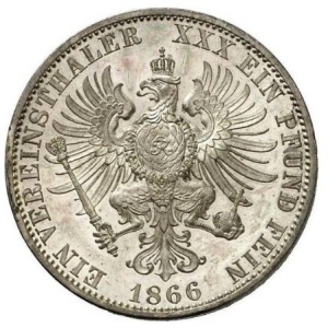 Реверс монеты Пруссия, 1 союзный талер, 1864-1871