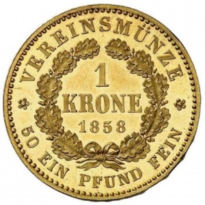 Реверс монеты Пруссия, 1 крона, 1858-1860