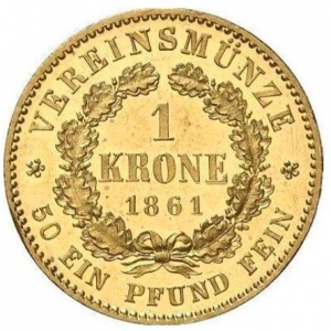 Реверс монеты Пруссия, 1 крона, 1861-1870