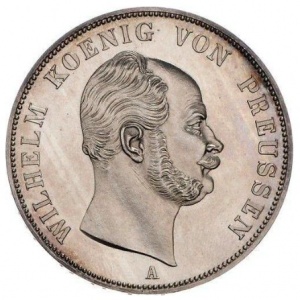Аверс монеты Пруссия, 2 союзных талера, 1861-1863
