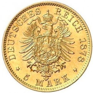 Реверс монеты Пруссия, 5 марок, 1877-1878