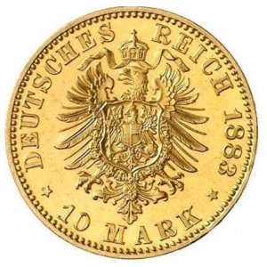 Реверс монеты Пруссия, 10 марок, 1874-1888