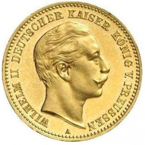 Аверс монеты Пруссия, 10 марок, 1890-1912