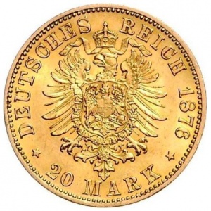 Реверс монеты Пруссия, 20 марок, 1874-1888