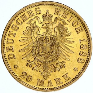 Реверс монеты Пруссия, 20 марок, 1888