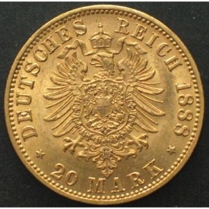 Реверс монеты Пруссия, 20 марок, 1888-1889